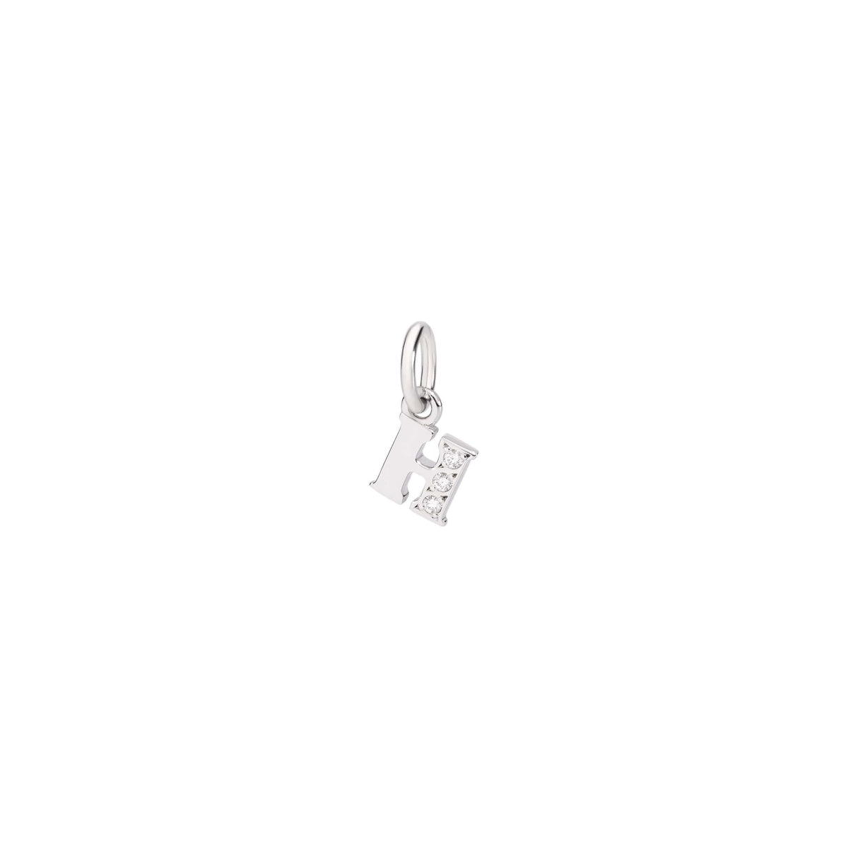 Precious letter H rhodium plated white gold & diamonds Charm - White Gold