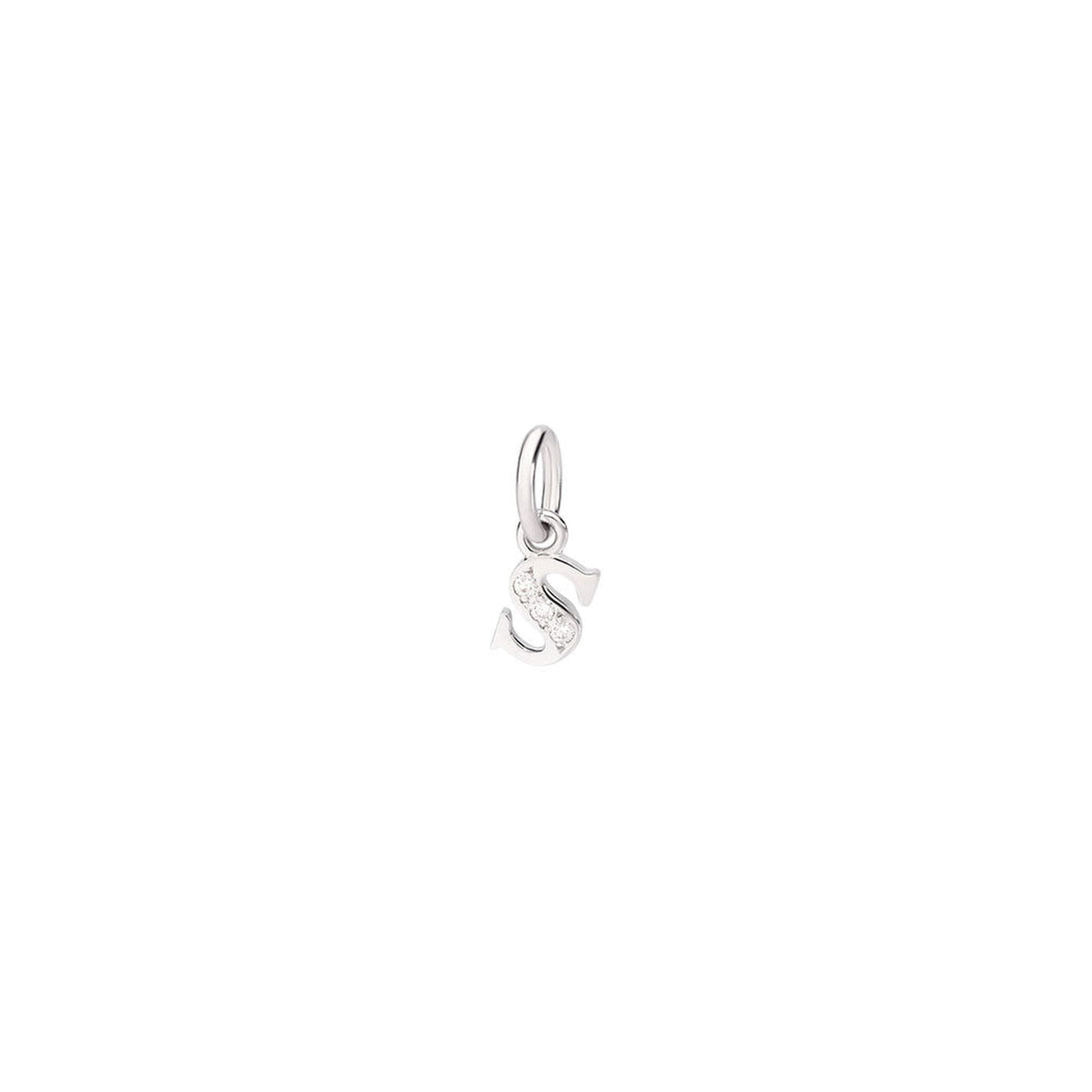 Precious letter S rhodium plated white gold & diamonds Charm - White Gold
