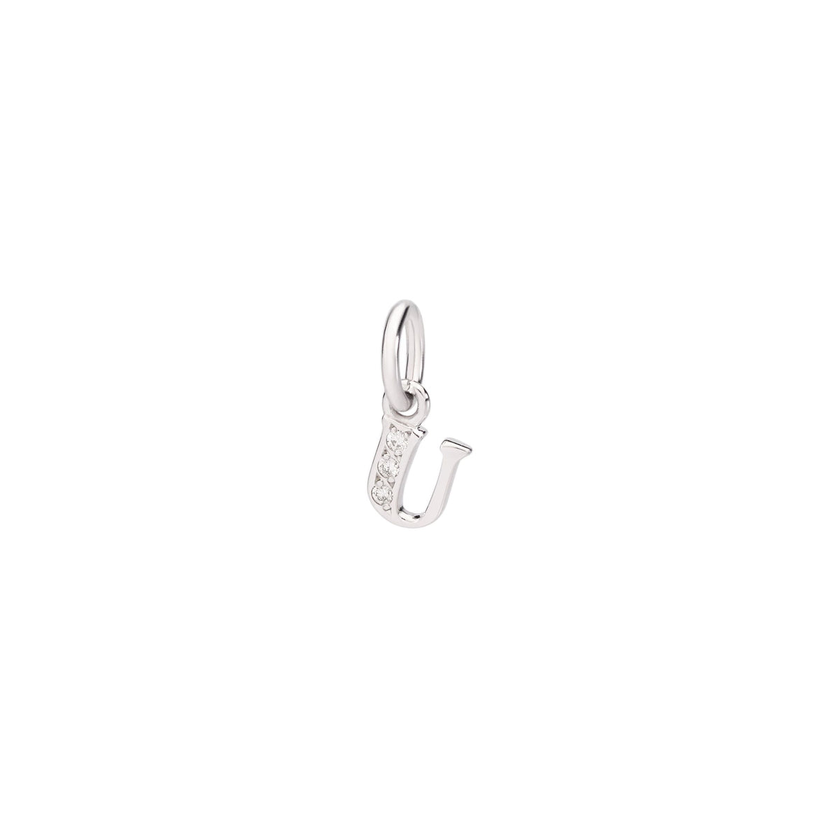 Precious letter U white gold & diamonds Charm - White Gold