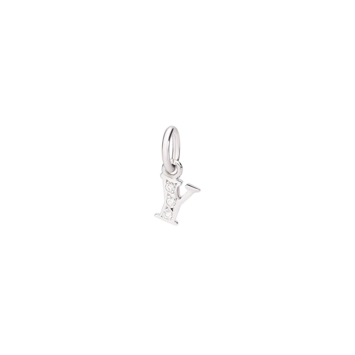 Precious letter Y white gold & diamonds Charm - White Gold