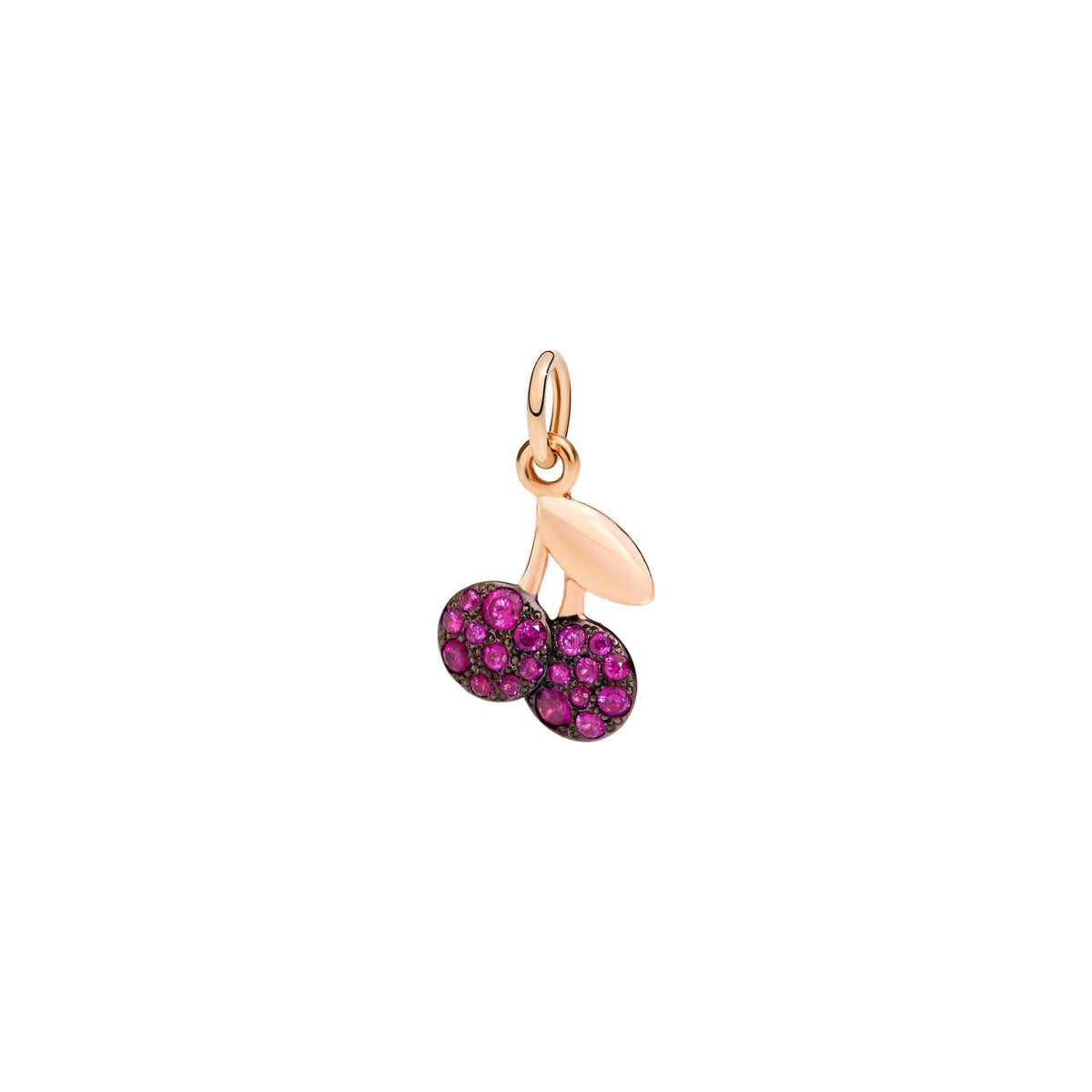 Cherry rose gold & rubies Charm - Rose Gold