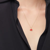 Pig yellow gold & red enamel Charm - Yellow Gold & Red