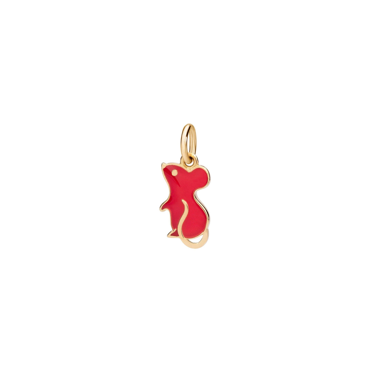 Mouse yellow gold & red enamel Charm - Yellow Gold & Red
