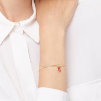 Mouse yellow gold & red enamel Charm - Yellow Gold & Red