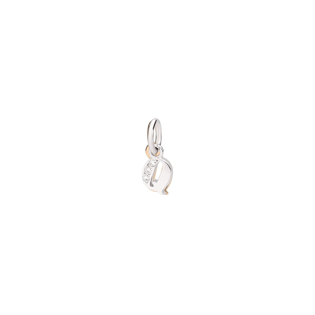 Precious letter Q rhodium plated white gold & white diamonds Charm - White Gold