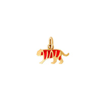 Tiger yellow gold & red enamel Charm - Yellow Gold & Red
