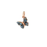 Butterfly rose gold & blue sapphires Charm - Rose Gold