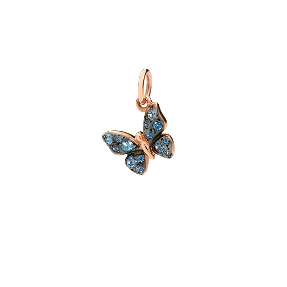 Butterfly rose gold & blue sapphires Charm - Rose Gold