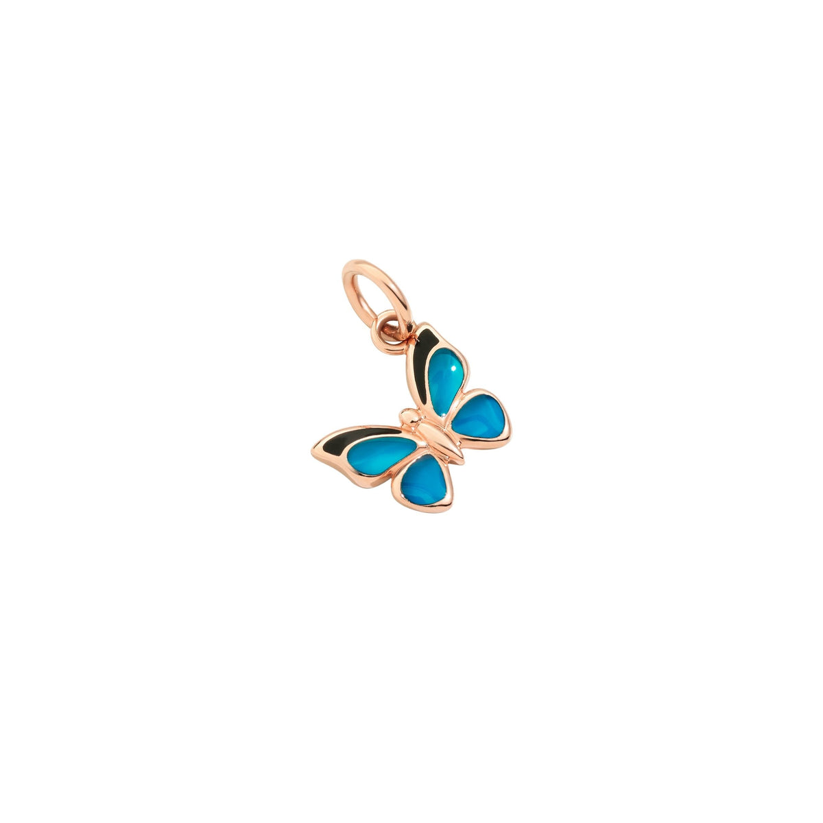 Butterfly rose gold & blue enamel Charm - Rose Gold & Blue