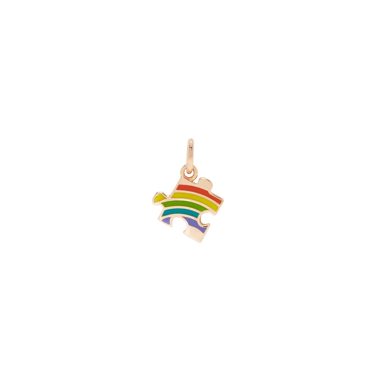 Puzzle rose gold & rainbow enamel Charm - Rose Gold & Multicolor