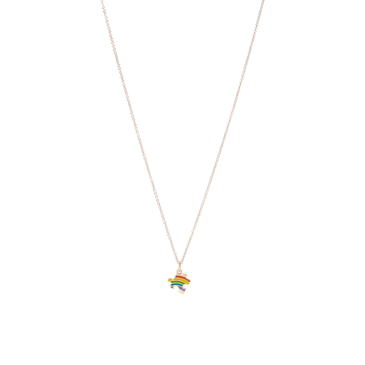 Puzzle rose gold & rainbow enamel Charm - Rose Gold & Multicolor
