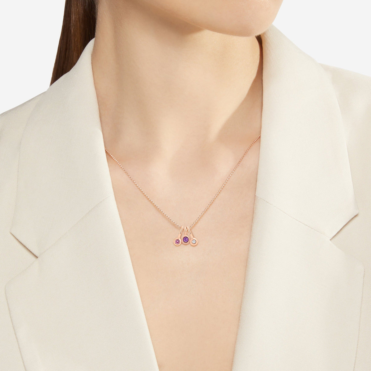 Bollicine rose gold & amethyst Charm - Rose Gold