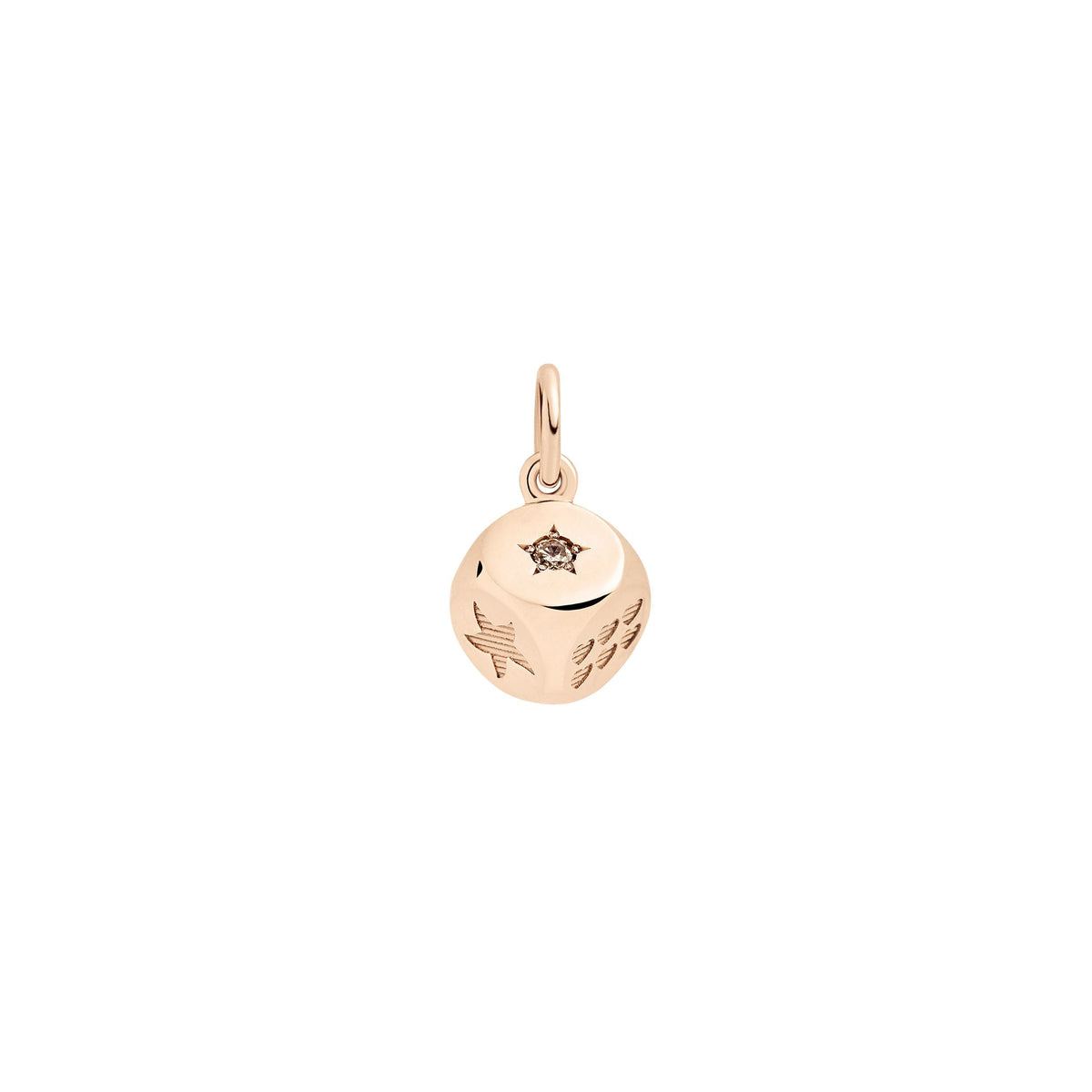 Dice rose gold & brown diamond Charm - Rose Gold