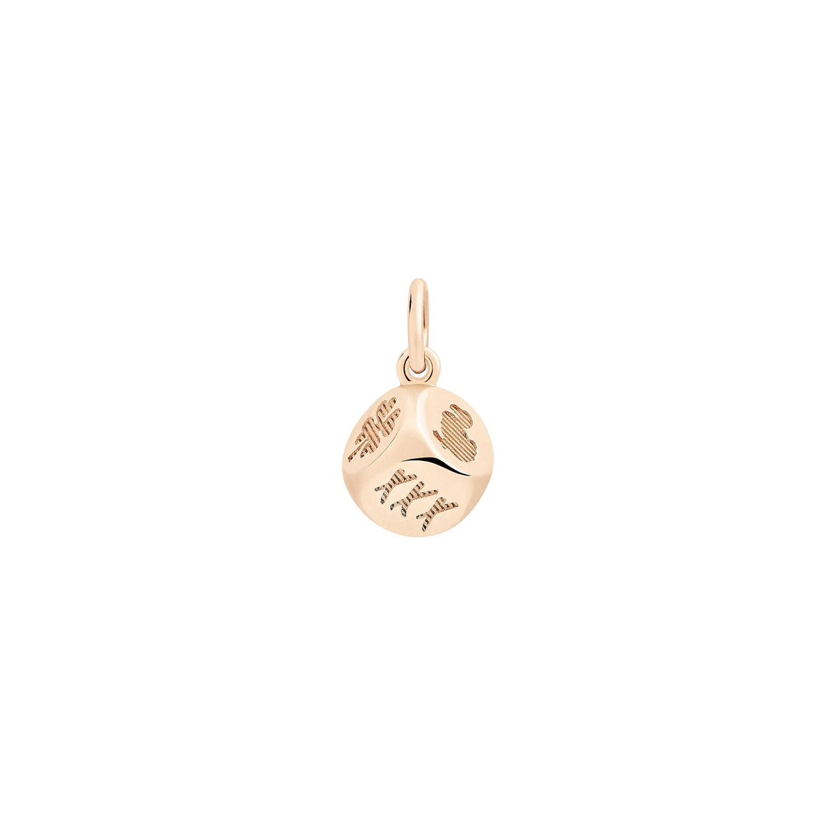Dice rose gold & brown diamond Charm - Rose Gold