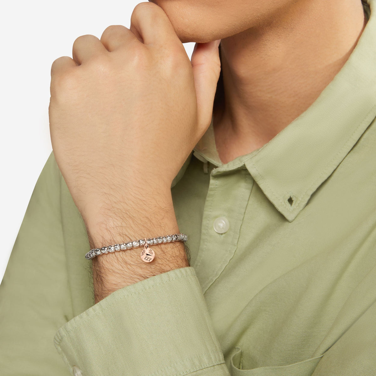 Dice rose gold & brown diamond Charm - Rose Gold