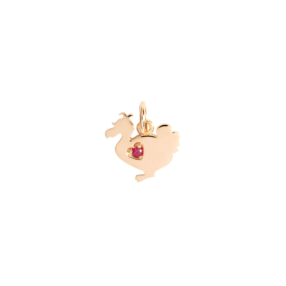 Lady dodo rose gold & ruby Charm - Rose Gold & Red