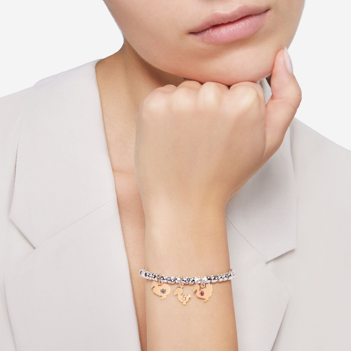 Lady dodo rose gold & ruby Charm - Rose Gold & Red