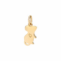 Mouse yellow gold & red enamel Charm - Yellow Gold & Red