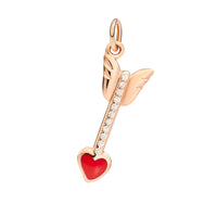 Arrow rose gold & diamonds red enamel Charm - Rose Gold