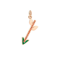 Arrow Nature rose gold & Sapphires green enamel Charm - Rose Gold