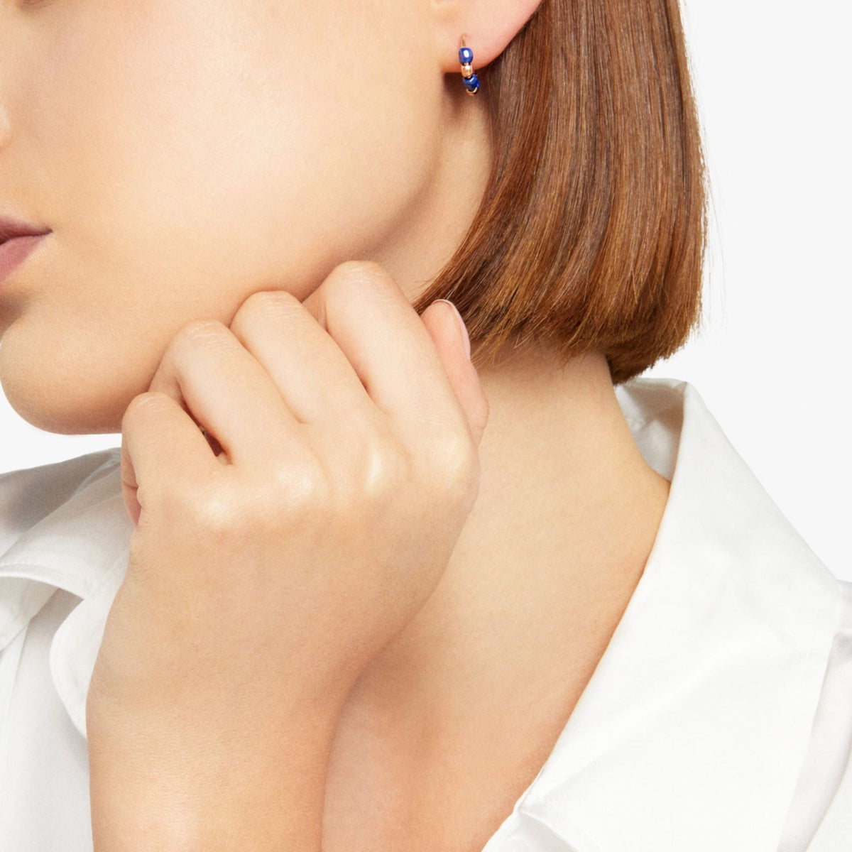Granelli rose gold & blue ceramic Earrings - Rose Gold & Blue