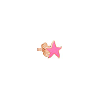 Stellina rose gold & pink enamel Half-pair Earring - Rose Gold
