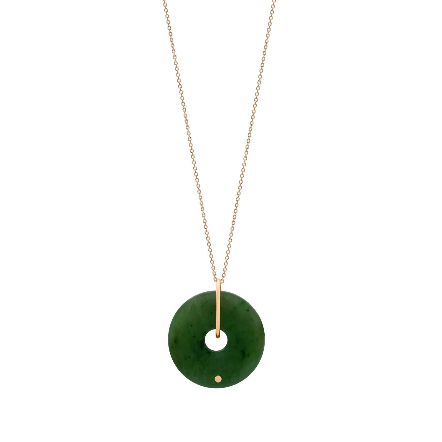 Collier mini Donut en or rose 18 carats & jade660