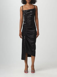 Robe longue froncée et boutonnée - Black