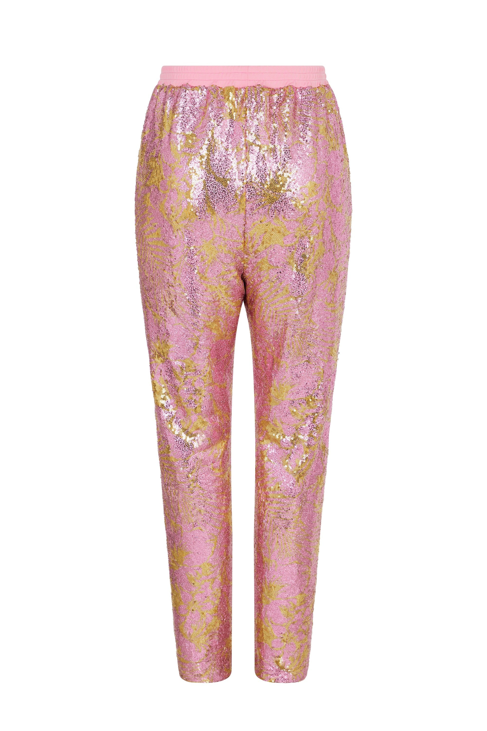 Pantalon taille haute Barbara à sequins - Rose