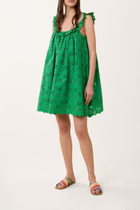 Robe Babydoll avec broderies - Vert