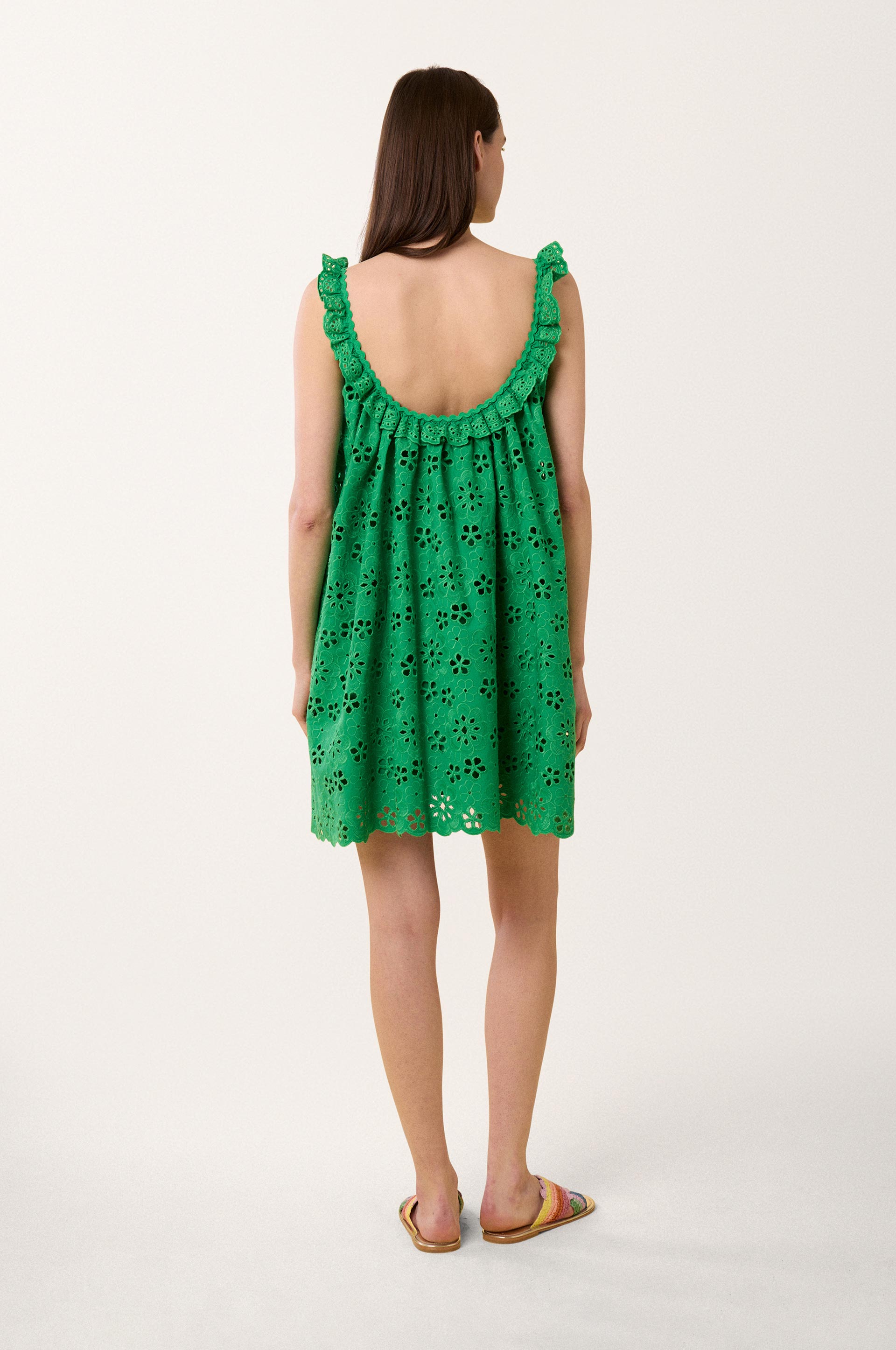 Robe Babydoll avec broderies - Vert