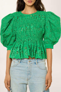 Blouse avec broderies - Vert