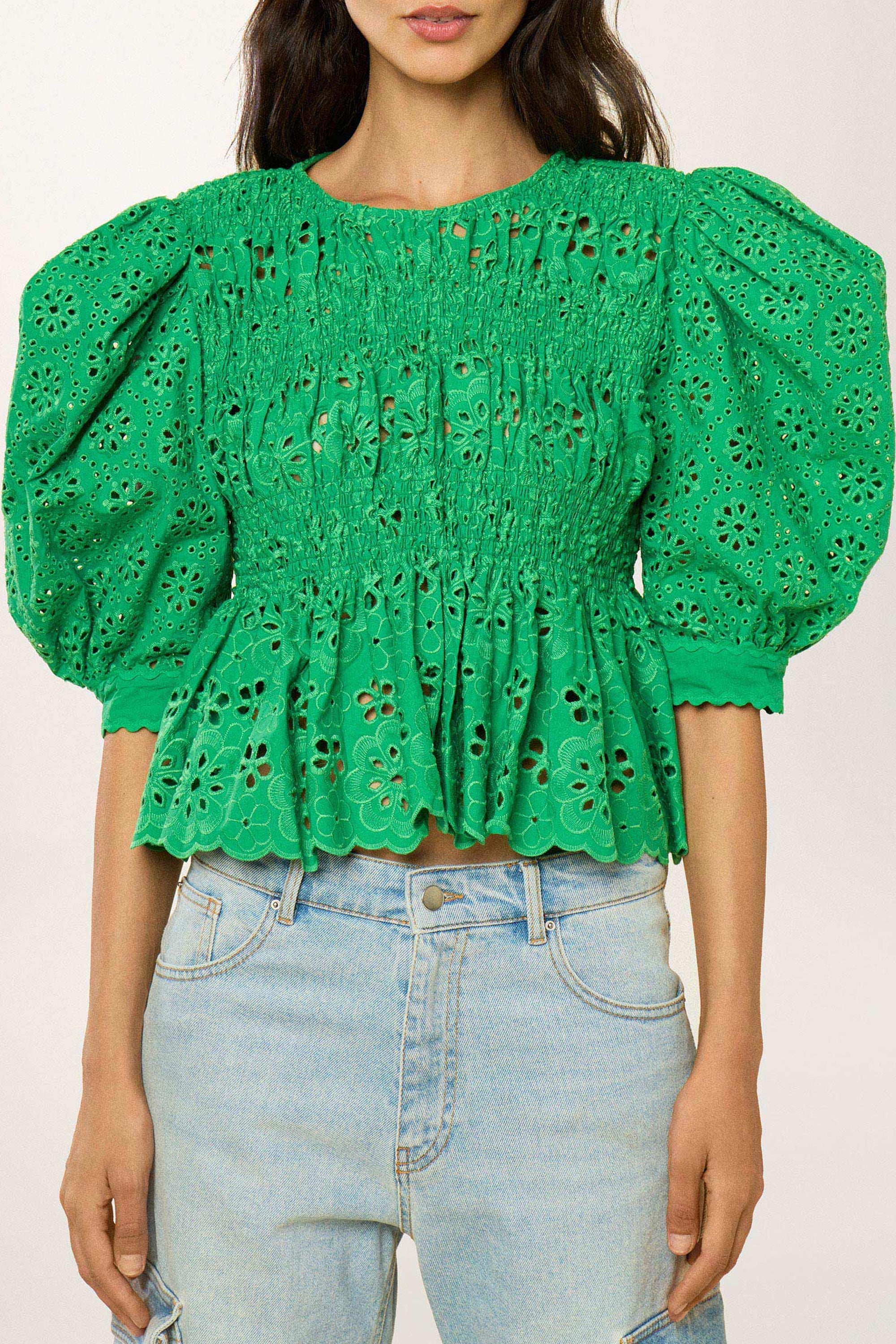 Blouse avec broderies - Vert