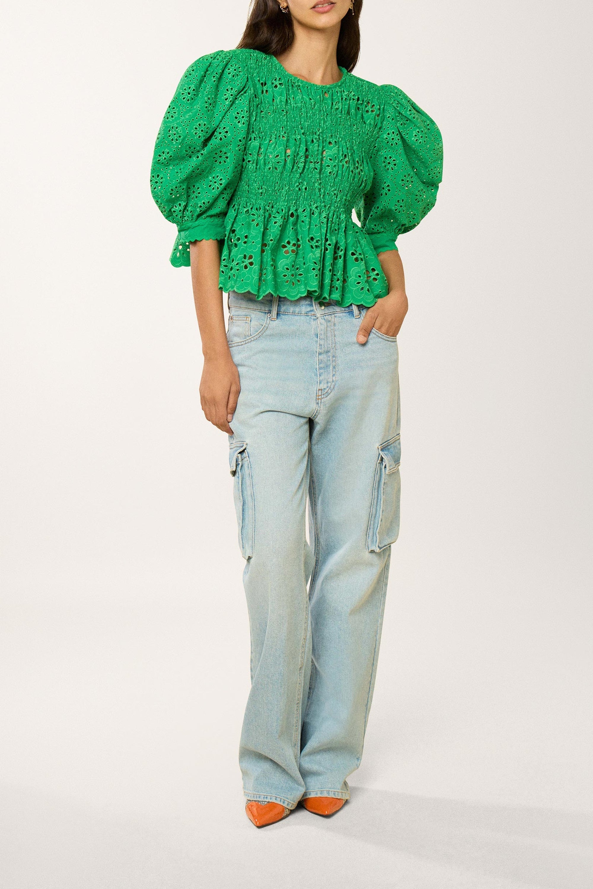 Blouse avec broderies - Vert