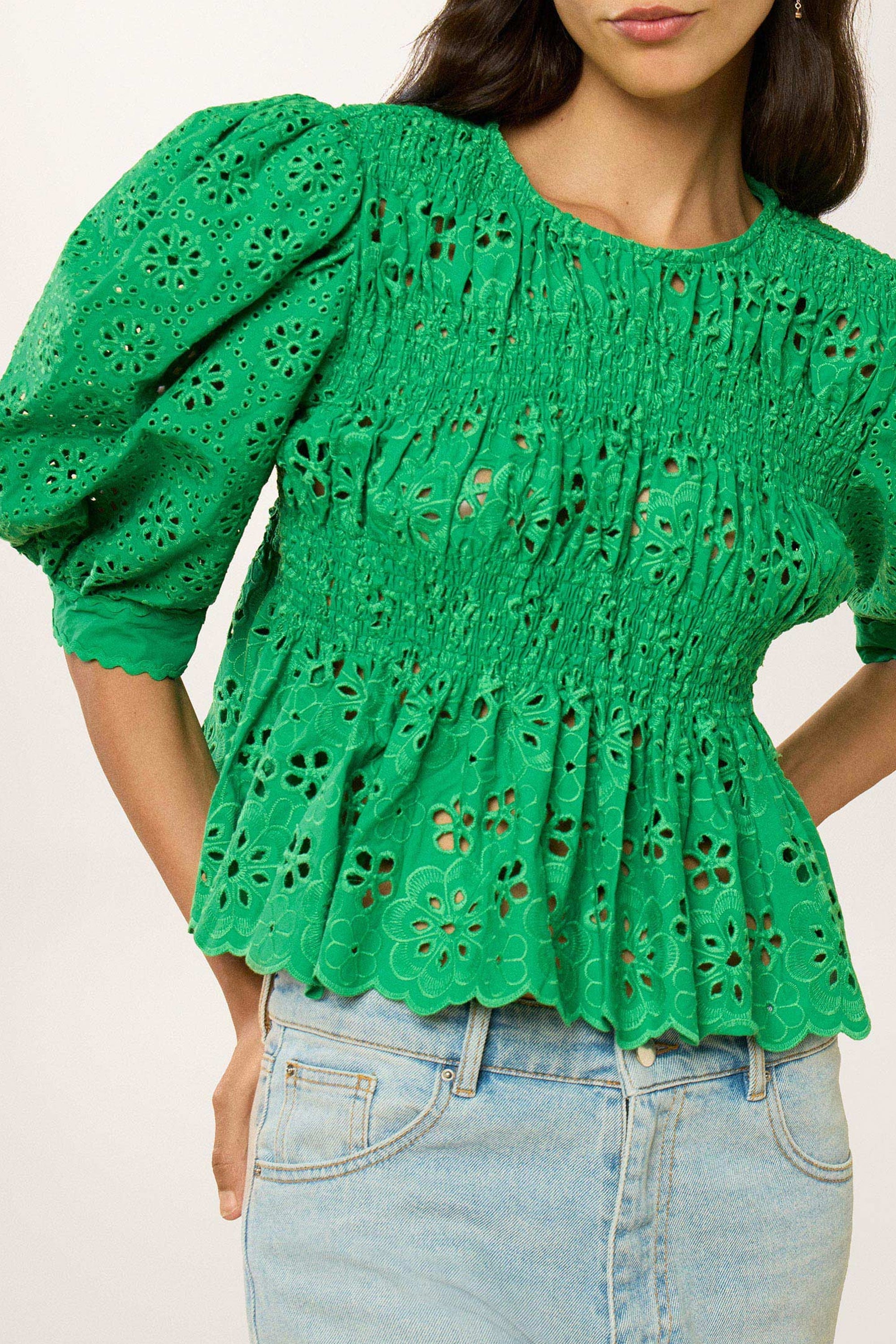 Blouse avec broderies - Vert