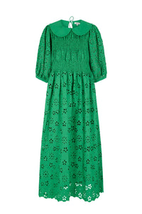 Robe midi avec broderies - Vert