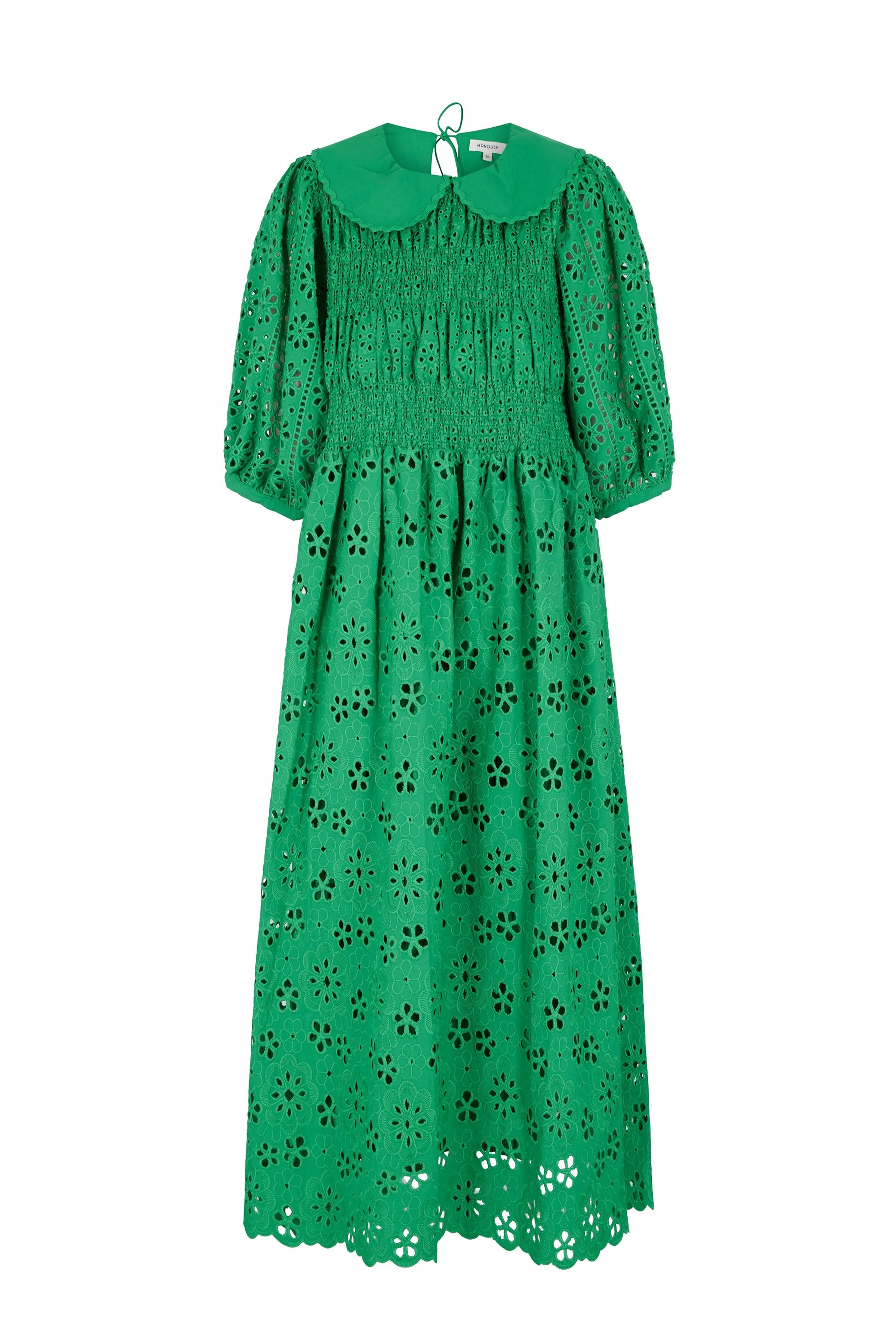 Robe midi avec broderies - Vert