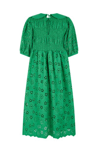 Robe midi avec broderies - Vert