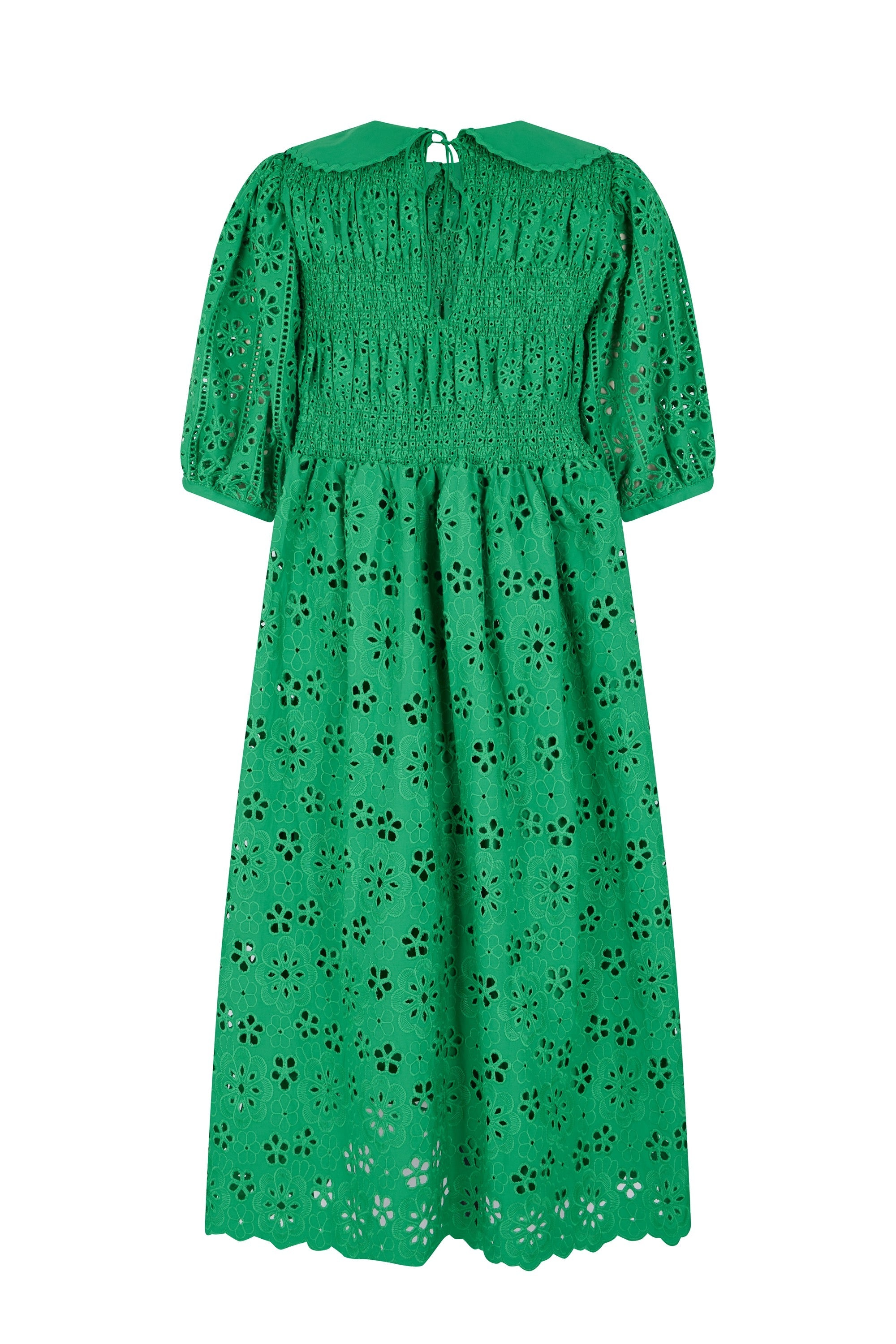 Robe midi avec broderies - Vert