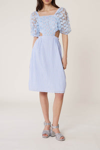 Robe Bulle à imprimé vichy - Bleu