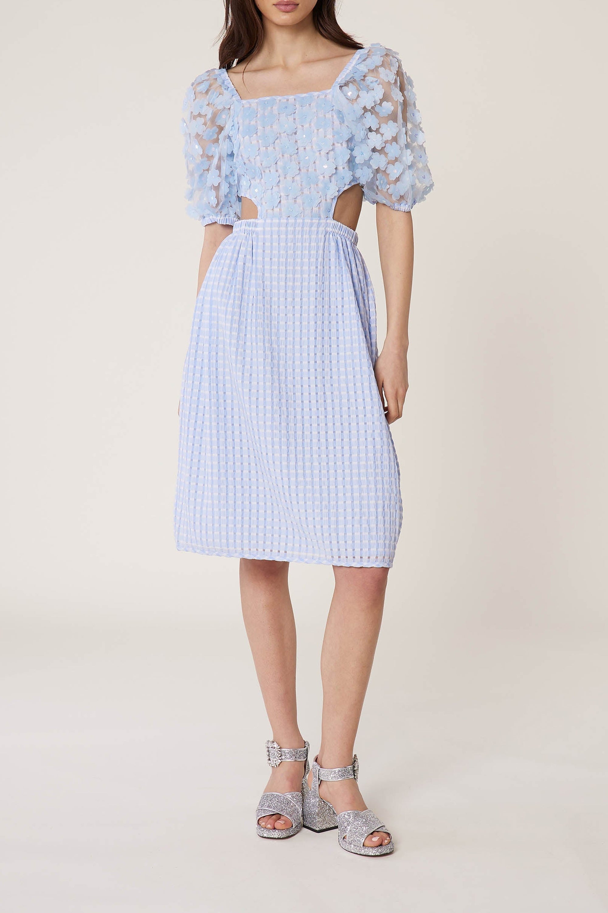 Robe Bulle à imprimé vichy - Bleu
