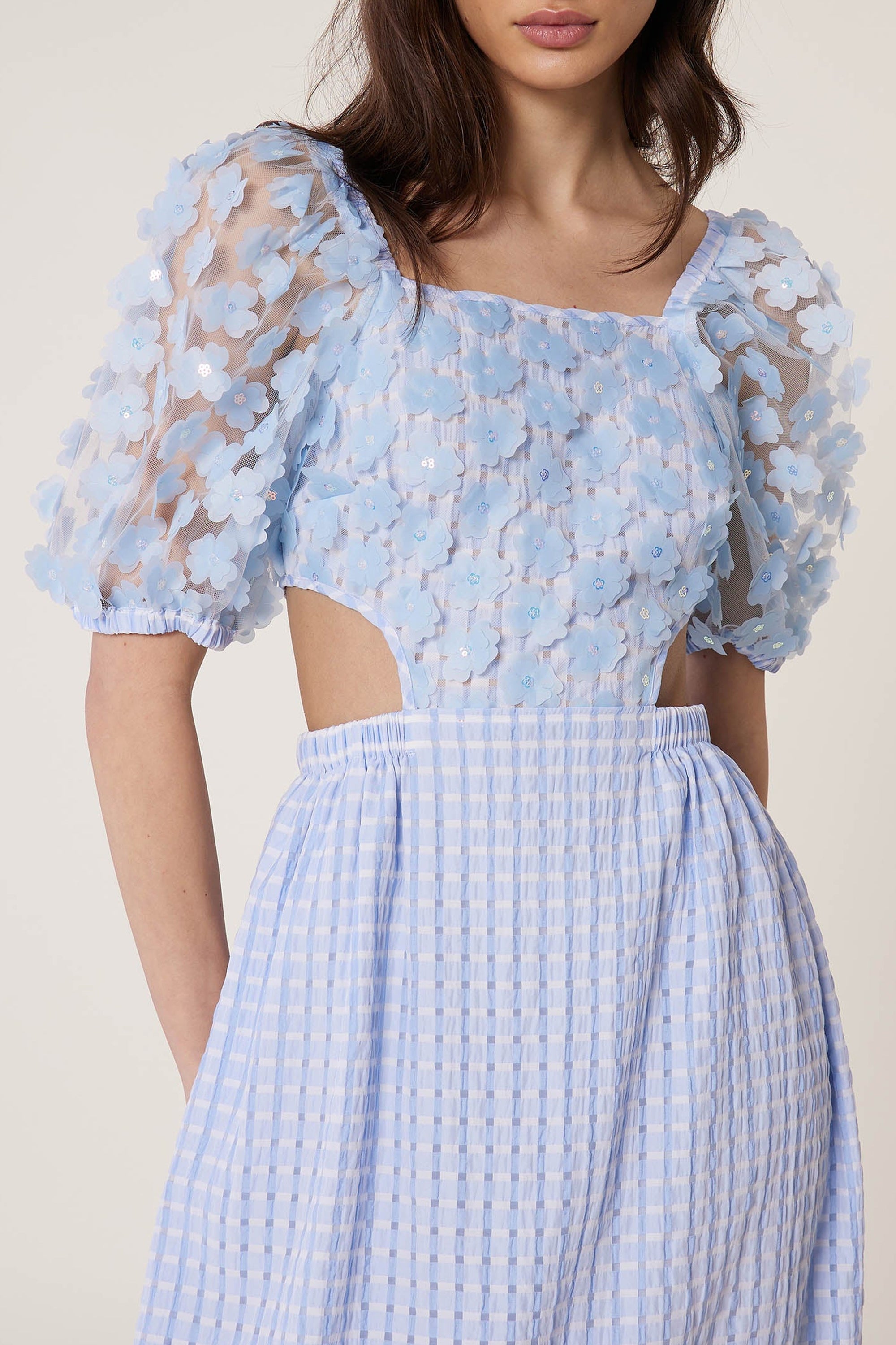 Robe Bulle à imprimé vichy - Bleu