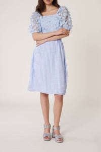 Robe Bulle à imprimé vichy - Bleu