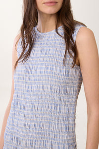 Robe smockée Bulle à imprimé vichy - Bleu