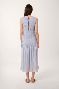 Robe smockée Bulle à imprimé vichy - Bleu