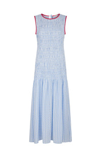 Robe smockée Bulle à imprimé vichy - Bleu