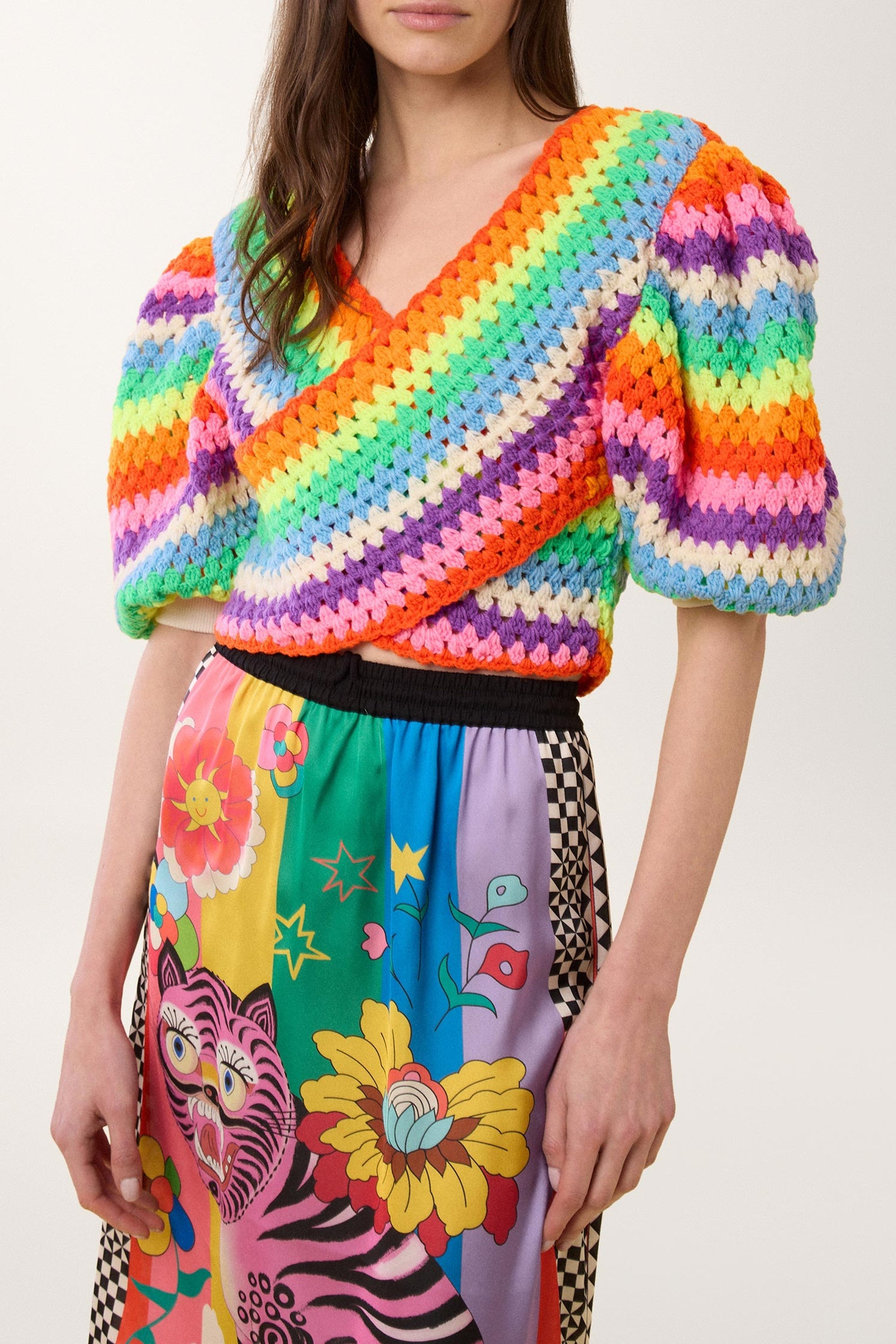 Pull cosy en crochet - Multicolore