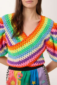 Pull cosy en crochet - Multicolore