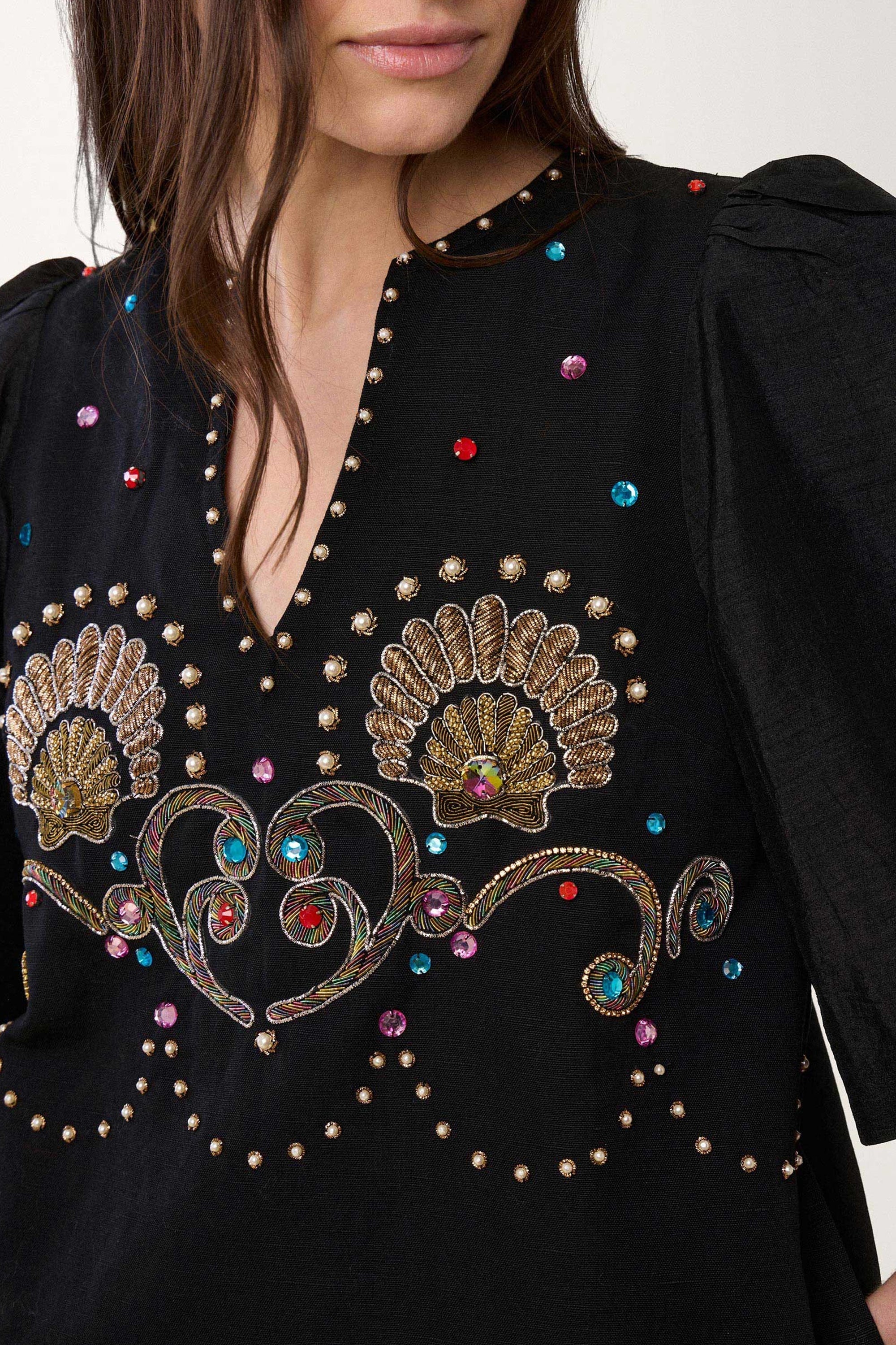 Robe courte Coquillage - Noir