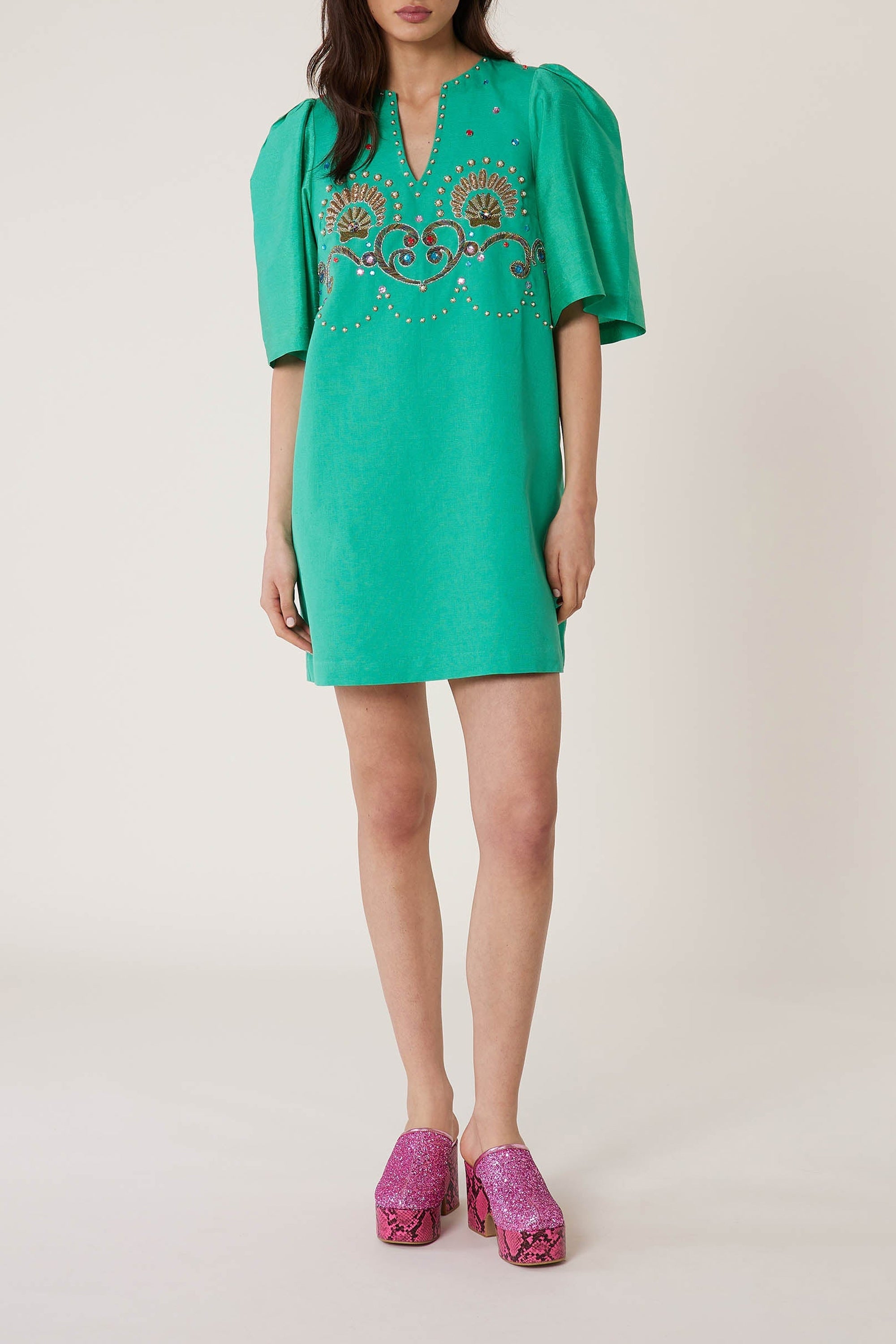 Robe courte Coquillage - Vert